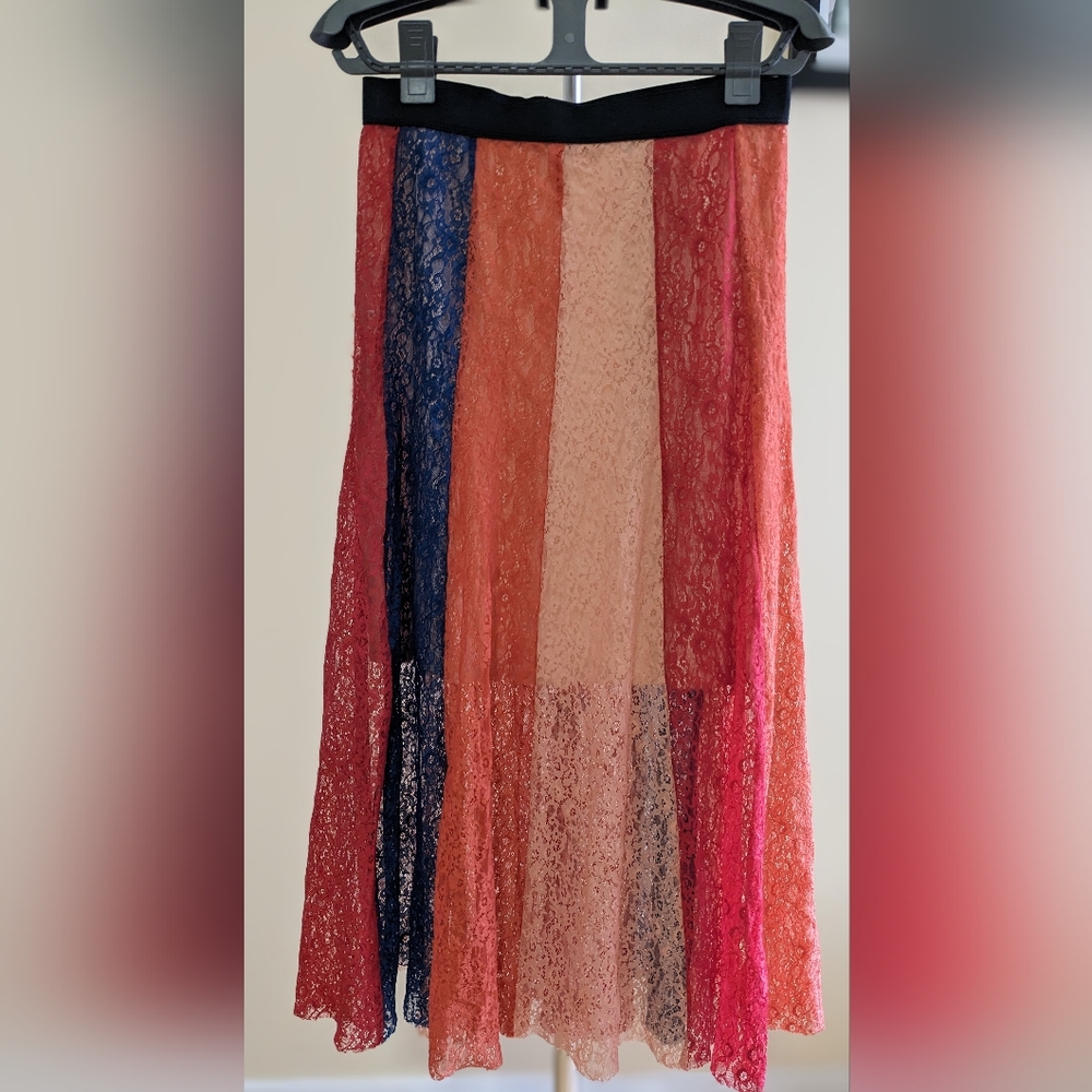 Maje Sz 2 Multicolored Jupiter Midi Skirt
